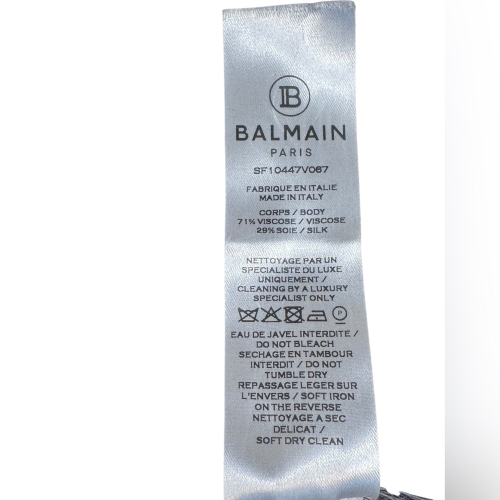 BALMAIN Black Velvet Glittered Logo Top Size 34 NWT - Picture 10 of 10